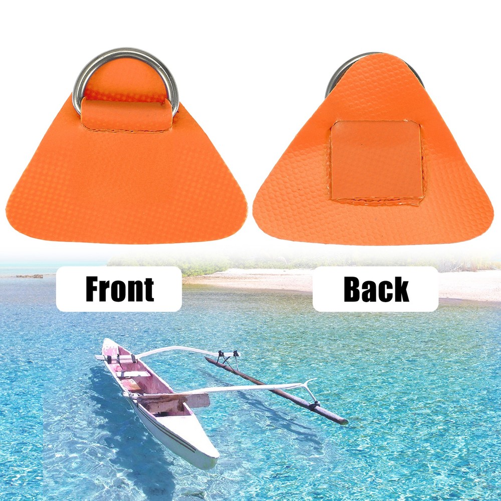 4pcs D Ring Patch PVC Stainless Steel Triangle Shape for Inflatable Kayak Orange