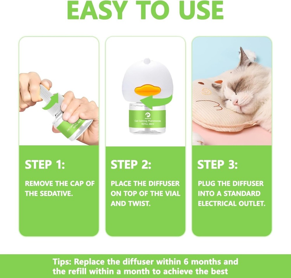 Cat Pheromones Calming Diffuser, 2 in 1 Cat Calming Starter Kit Diffuser Head...
