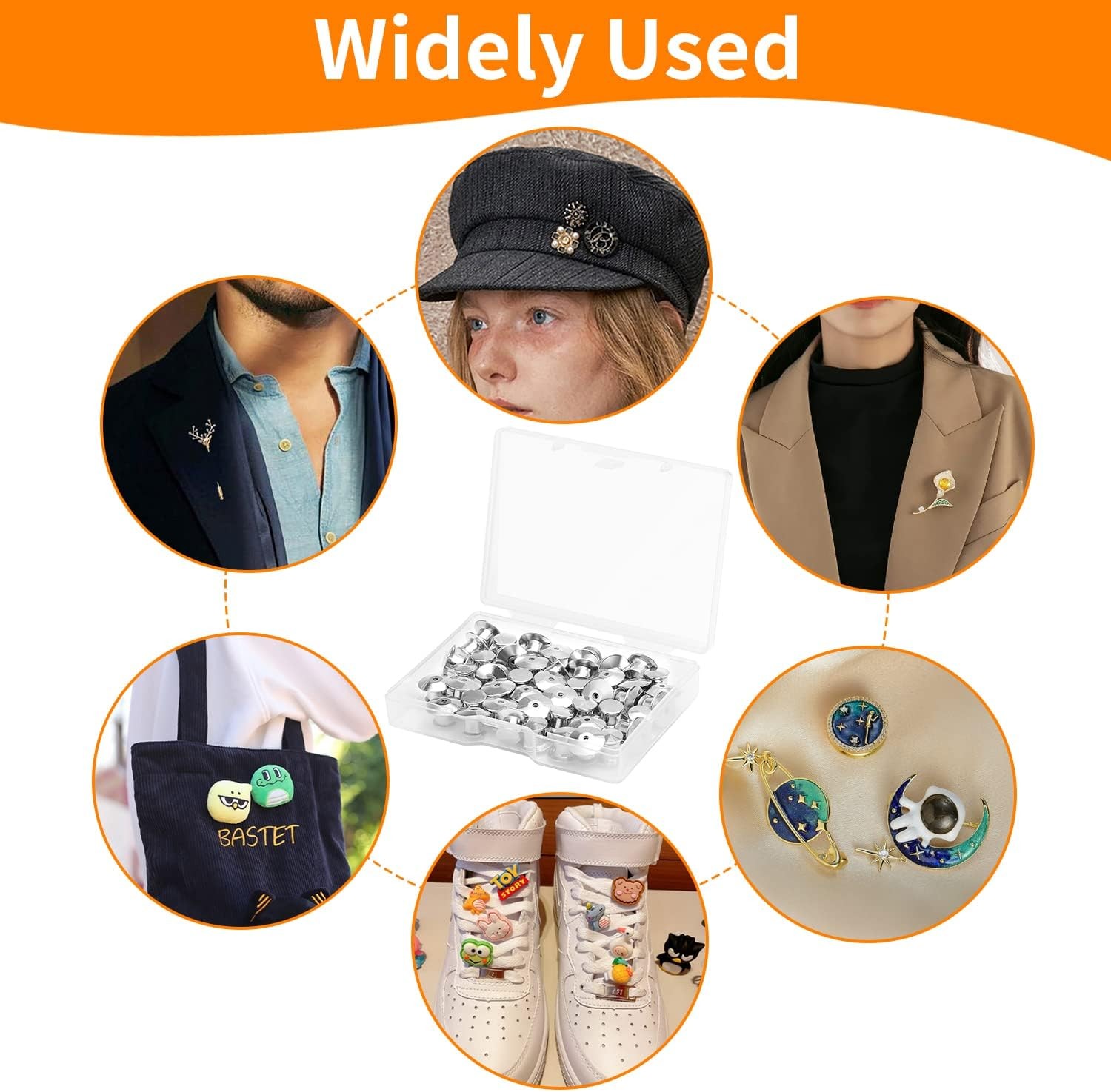 Ceryvop 30 PCS Locking Pin Backs Locking Pin Keepers Clasp, Metal Pin Locks Back