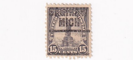 STAMPS US SCOTT 696 "Statue of Liberty" 15 CENT 1931 PRECANCEL SAGINAW, MICH.