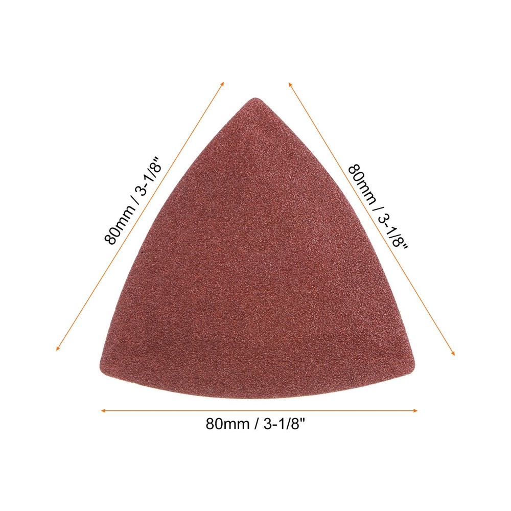 100pcs 120 Grits 80mm Aluminum Oxide Triangular Hook & Loop Sandpapers Pads