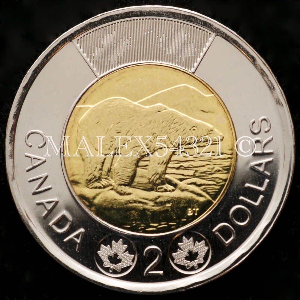 🇨🇦​ CANADA 2019 POLAR BEAR 2 DOLLARS UNCIRCULATED FROM MINT ROLL