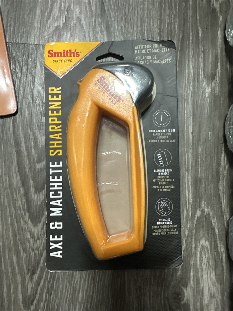 Smith's Axe & Machete Hatchet Sharpener Cleaning Brush Safety Guard