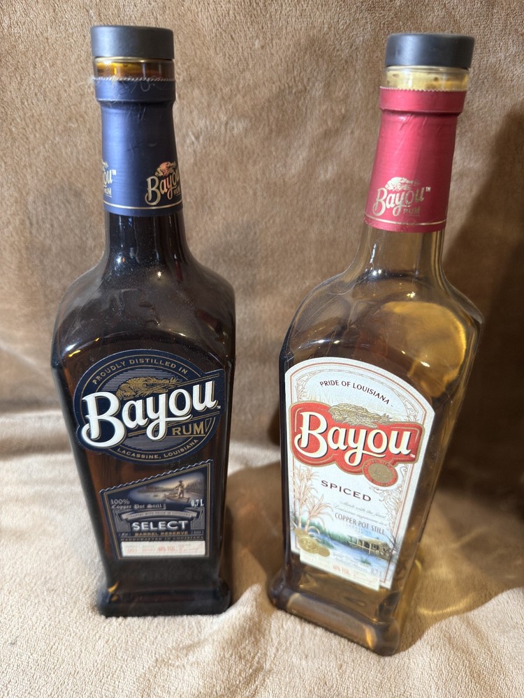 2 EMPTY RUM BOTTLES BAYOU