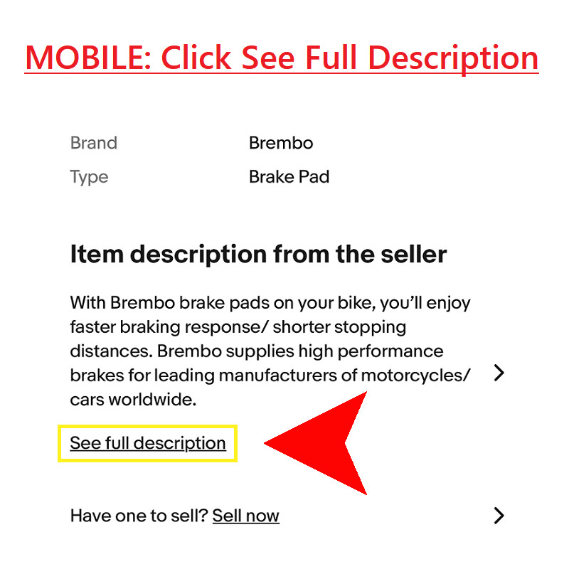 BMW BREMBO REAR OEM BRAKE PADS R1200GS (K25) K1200R R1150 R nineT S1000XR +