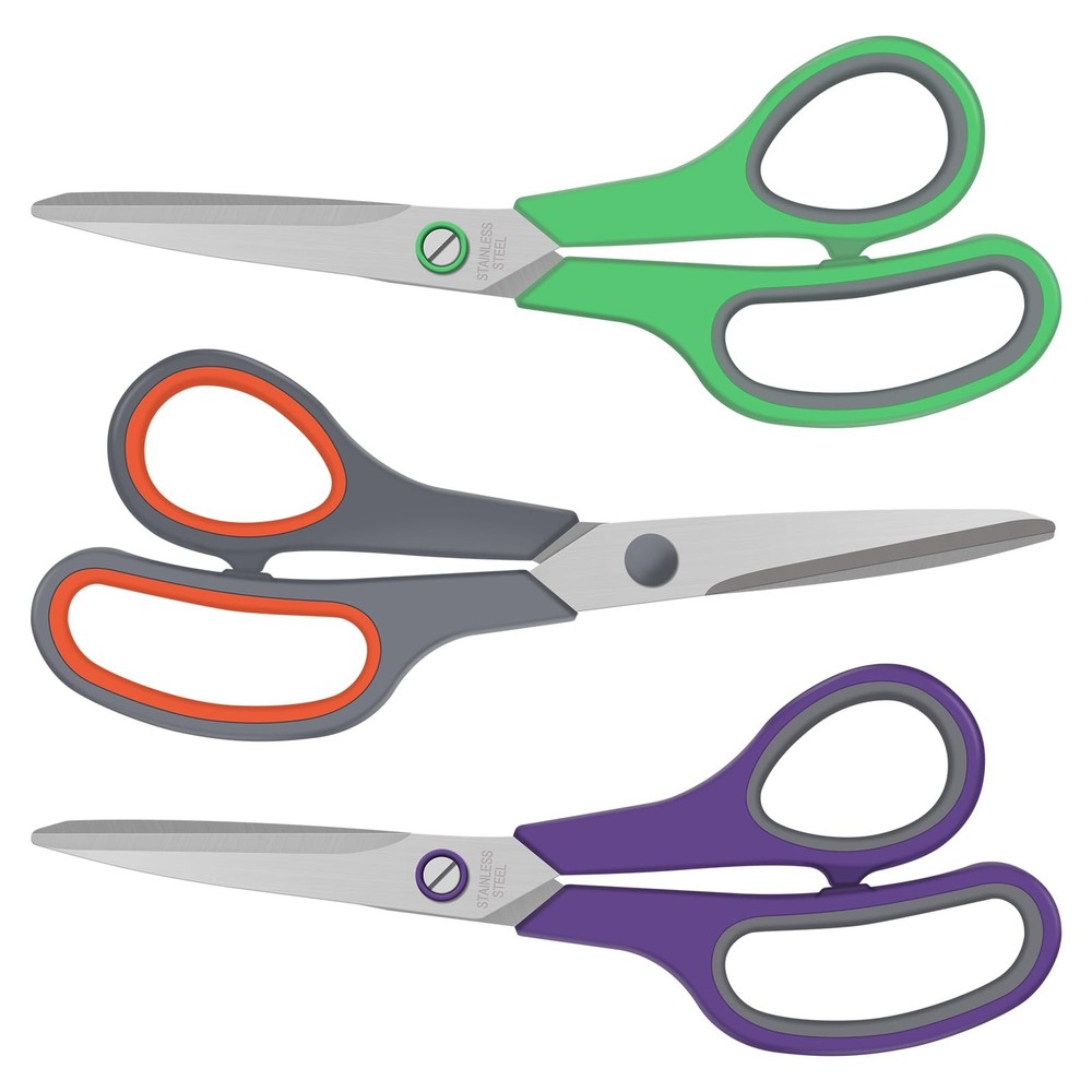 3 Pack Scissors Set, 8.3" Heavy Duty Scissors with 25 mm Thickness Sharp Blad...