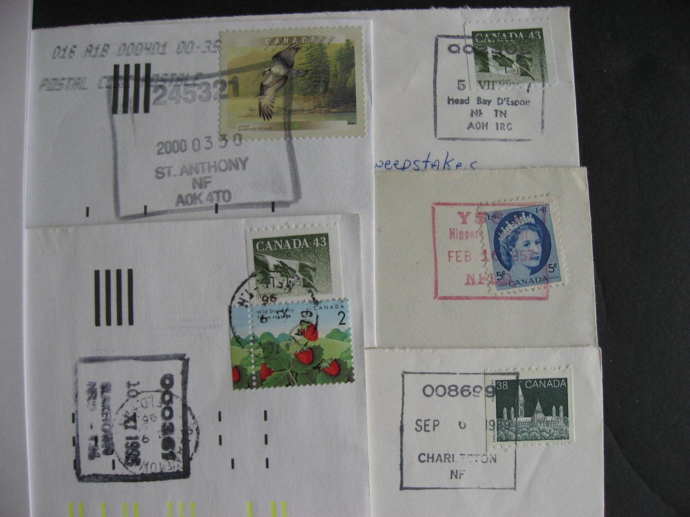 CANADA 5 Newfoundland POCON cancels on cover (possible duplicates)