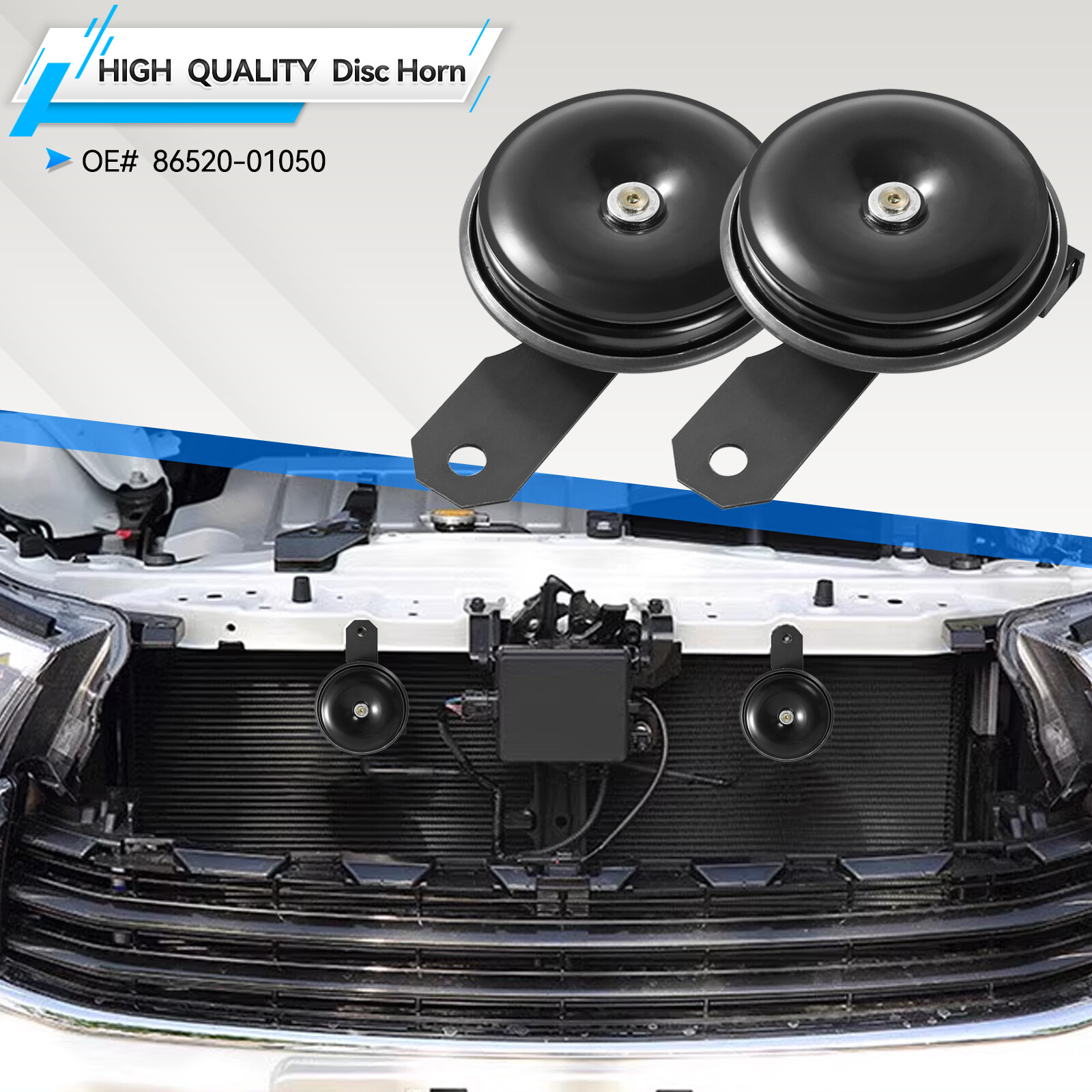 2Pcs Car Motorcycle High & Low Tone Disc Horn For Toyota Corolla Highlander RAV4