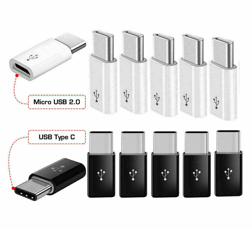 10 PACK Micro USB to USB 3.1 Type-C Data Adapter Converter For Samsung LG Google