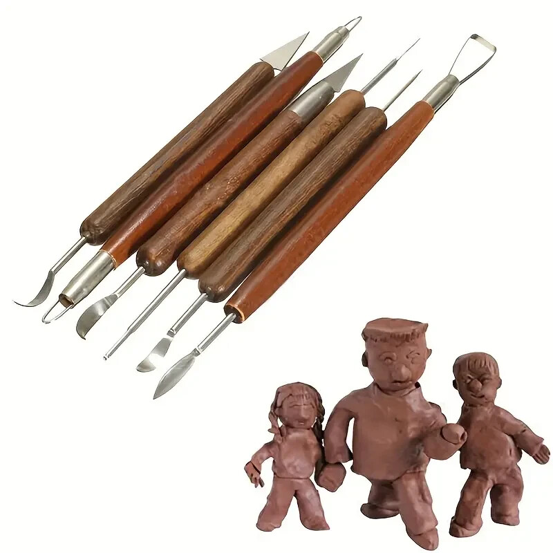 6pcs/set Beginner DIY Clay Pottery Ceramic Sculpting Tools Pottery Woodwork