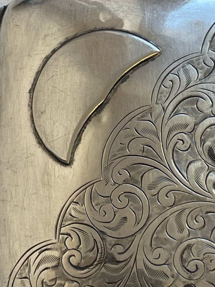 Antique Silver Curved Cigarette Case