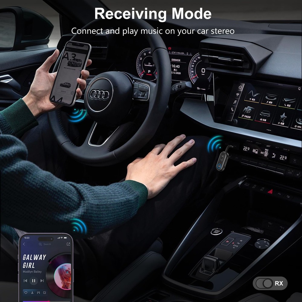 Upgraded Bluetooth 5.3 Transmitter Receiver 2 in 1, Bluetooth Adapter for Air...