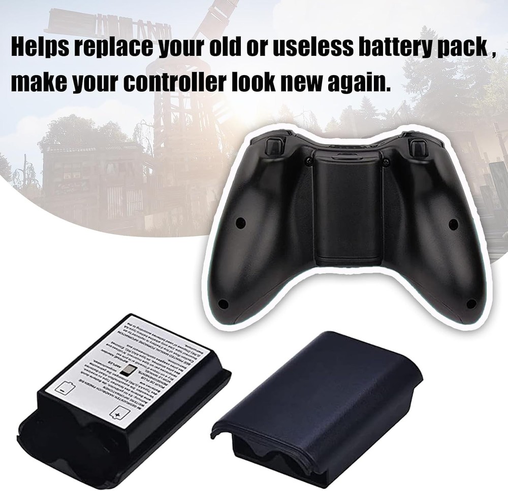 2 Pcs Battery Pack Cover for Xbox360 Wireless Controller, Replacement Black