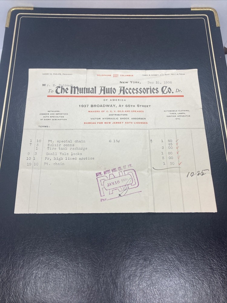 1908 The Mutual Auto Accessories Company Letterhead