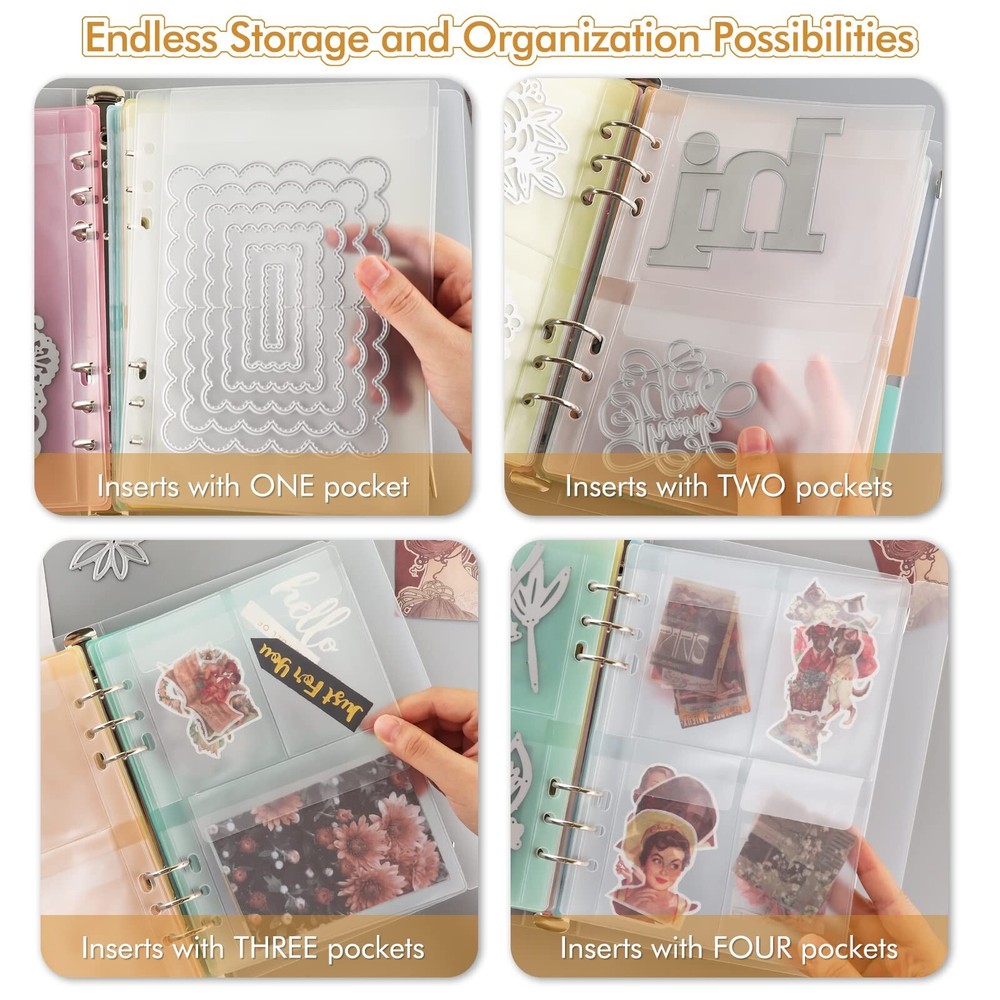 BAOFALI 40 Pages/2Set A5 6 Ring Clear Stamps Storage Embossing Folder Storage...