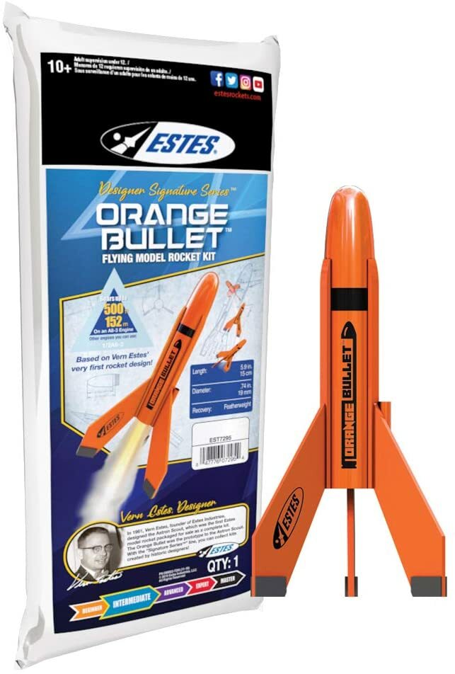New Estes Orange Bullet Model Intermediate Rocket Kit EST7295 7295