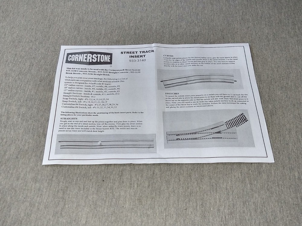 Walthers Cornerstone Street Track Inserts 933-3140 ~ TS