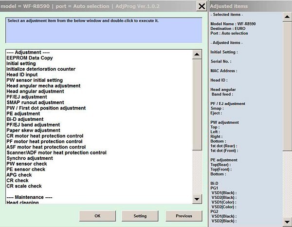 Adjustment Program Epson WF-R8590/WF Service Program+ SM