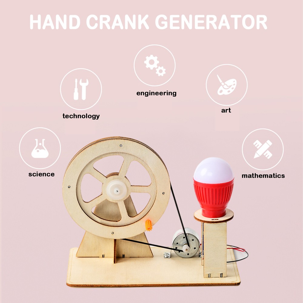 DIY Hand Crank Generator Model Kit Student Physics Experiments Educational Toy