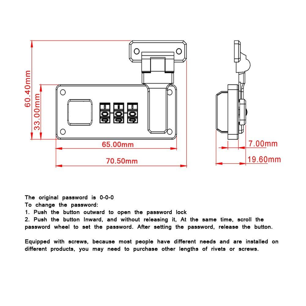 2 Pcs Tool Box Hasp Luggage Combination Lock Briefcase Replacement Lock