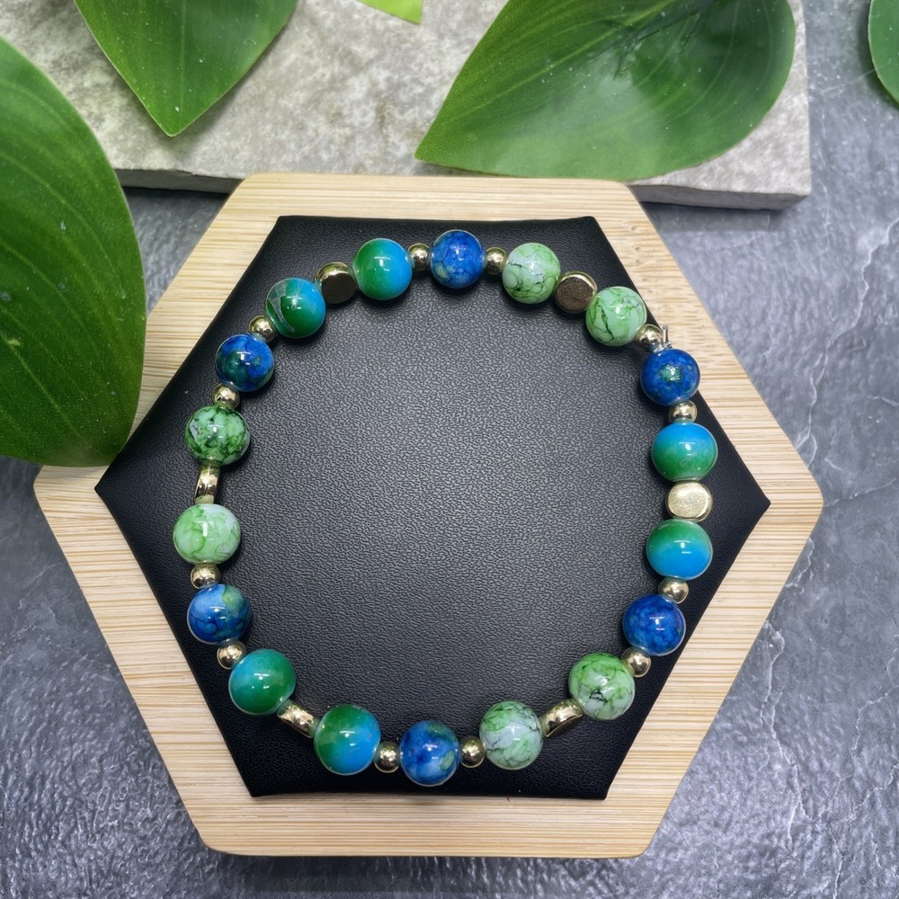 Handmade Bead Beaded Stackable 8” Plus Stretch Bracelet New Free Ship C1242