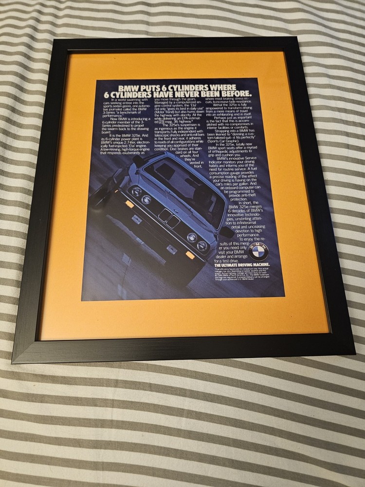 BMW E30 325 Framed Advertisement Vintage