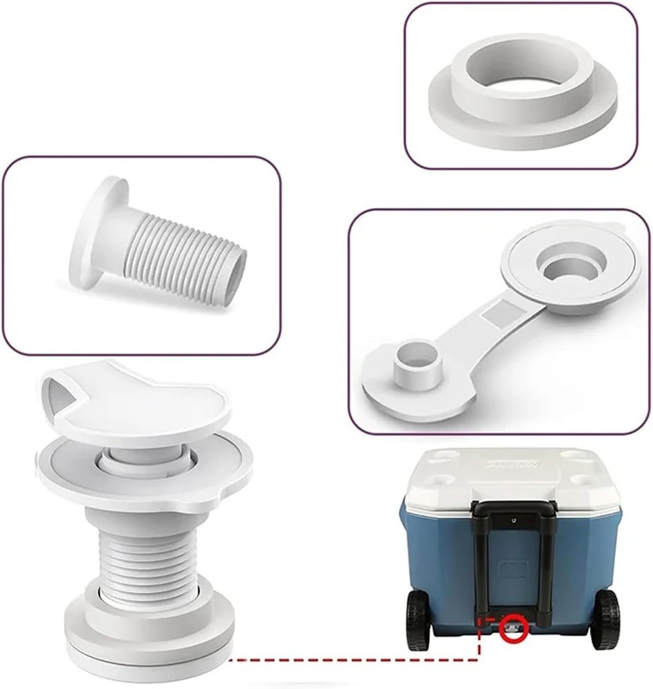 2-Pack Cooler Drain Plug Set – Triple Snap, Replaceable Cover, Fits Rubbermaid,