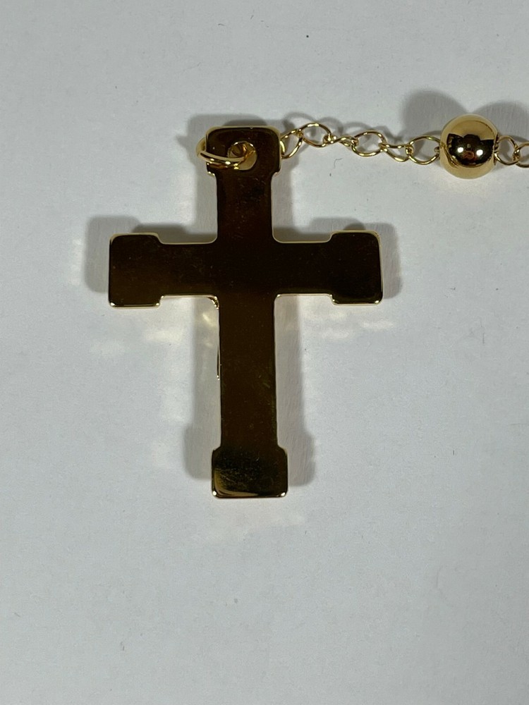 St. Benedict Catholic Rosary Gold Plated Stainless Steel Ball Bearing 5 Decade