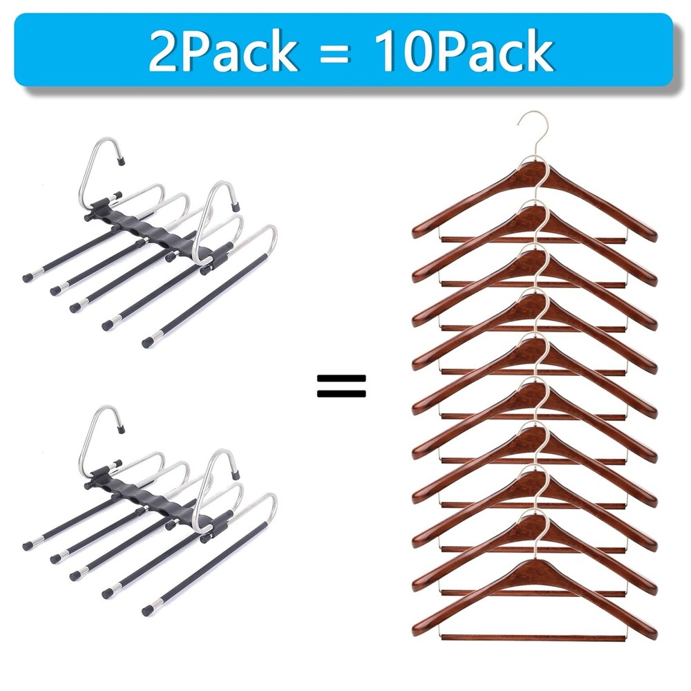 Magic Pants Hangers Set 2 Pack Space Saving Clothes organizer bin
