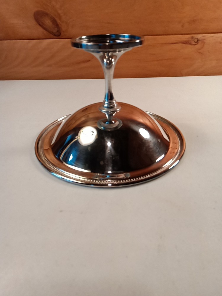 Vintage Jefferson Oneida Silverplate Compote Beaded Edge Trim With Original Box