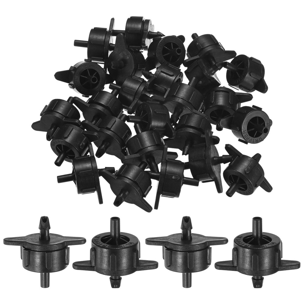 50-Pack Drip Irrigation Emitters, 1 GPH Plastic Irrigation Drippers [Black]