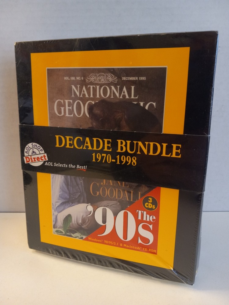 National Geographic DECADE BUNDLE (1970 - 1998) AOL Direct PC Windows 98 CD-ROM