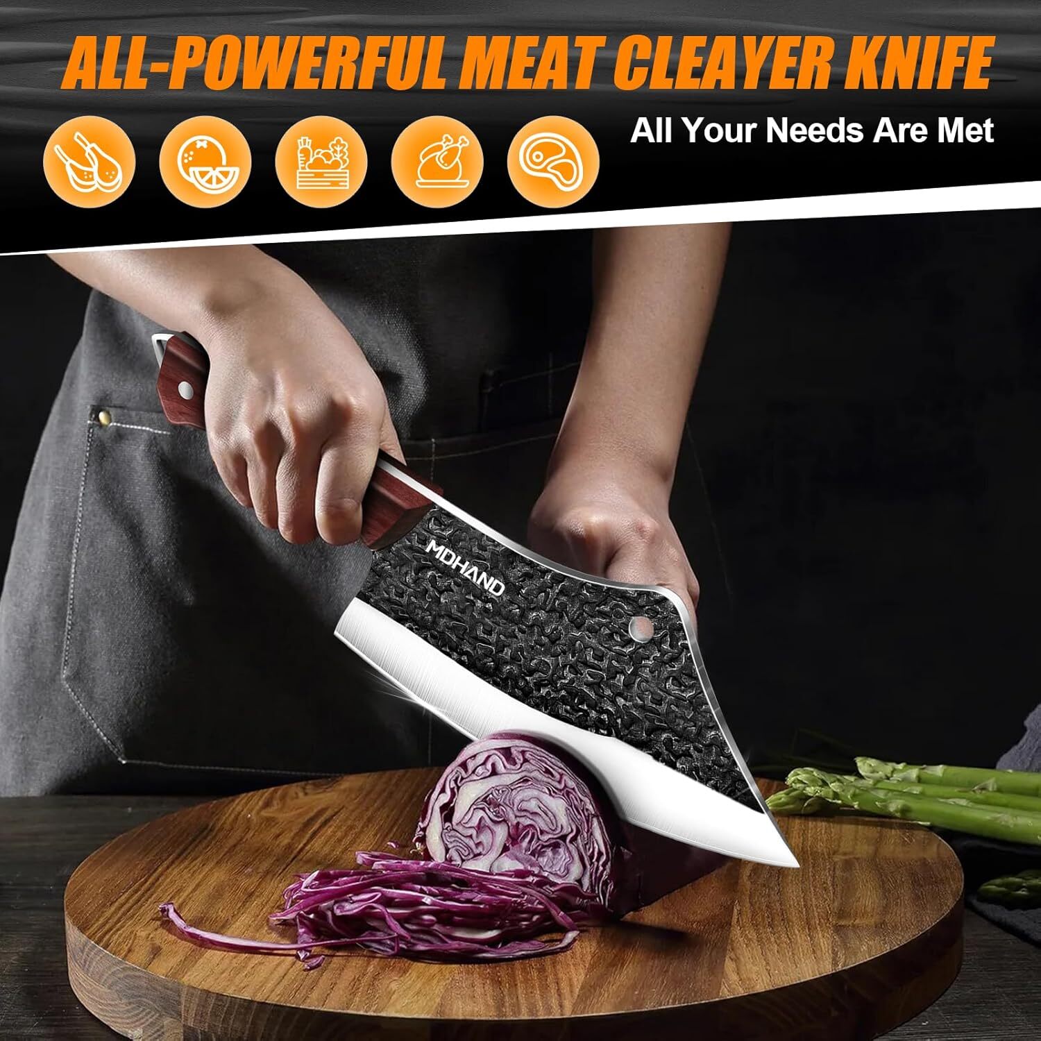 14PCS Butcher Knife Set, Chef Knife Set with Bag Hand Forged Kitchen Knife Set