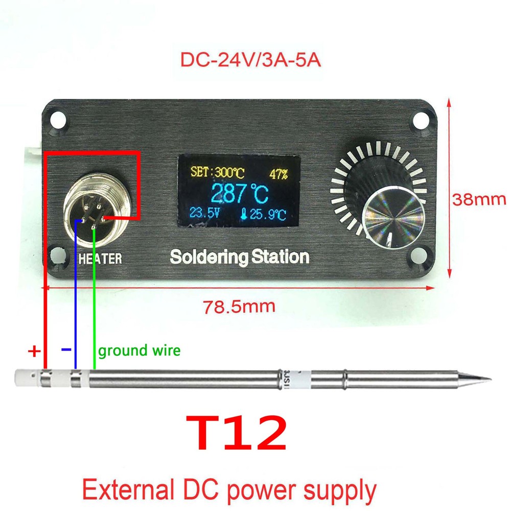 24V/70W T12 Soldering Iron Tip Station Temperature Controller board OLED Screen