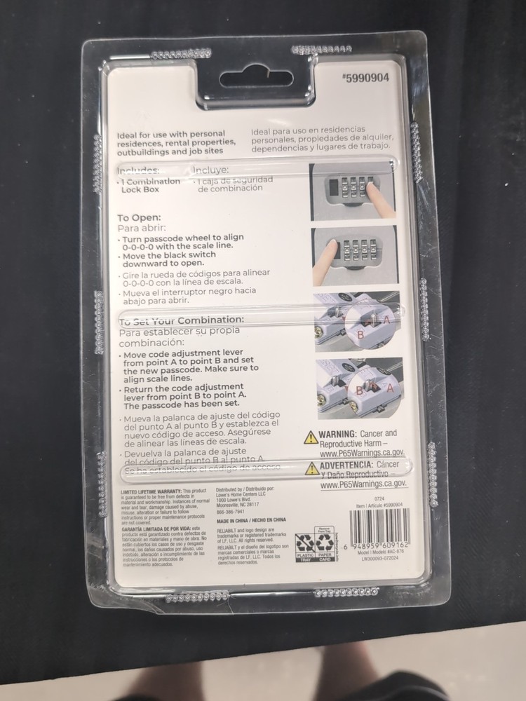 Reliabuilt Key Safe Combination Lock Box With Shackle