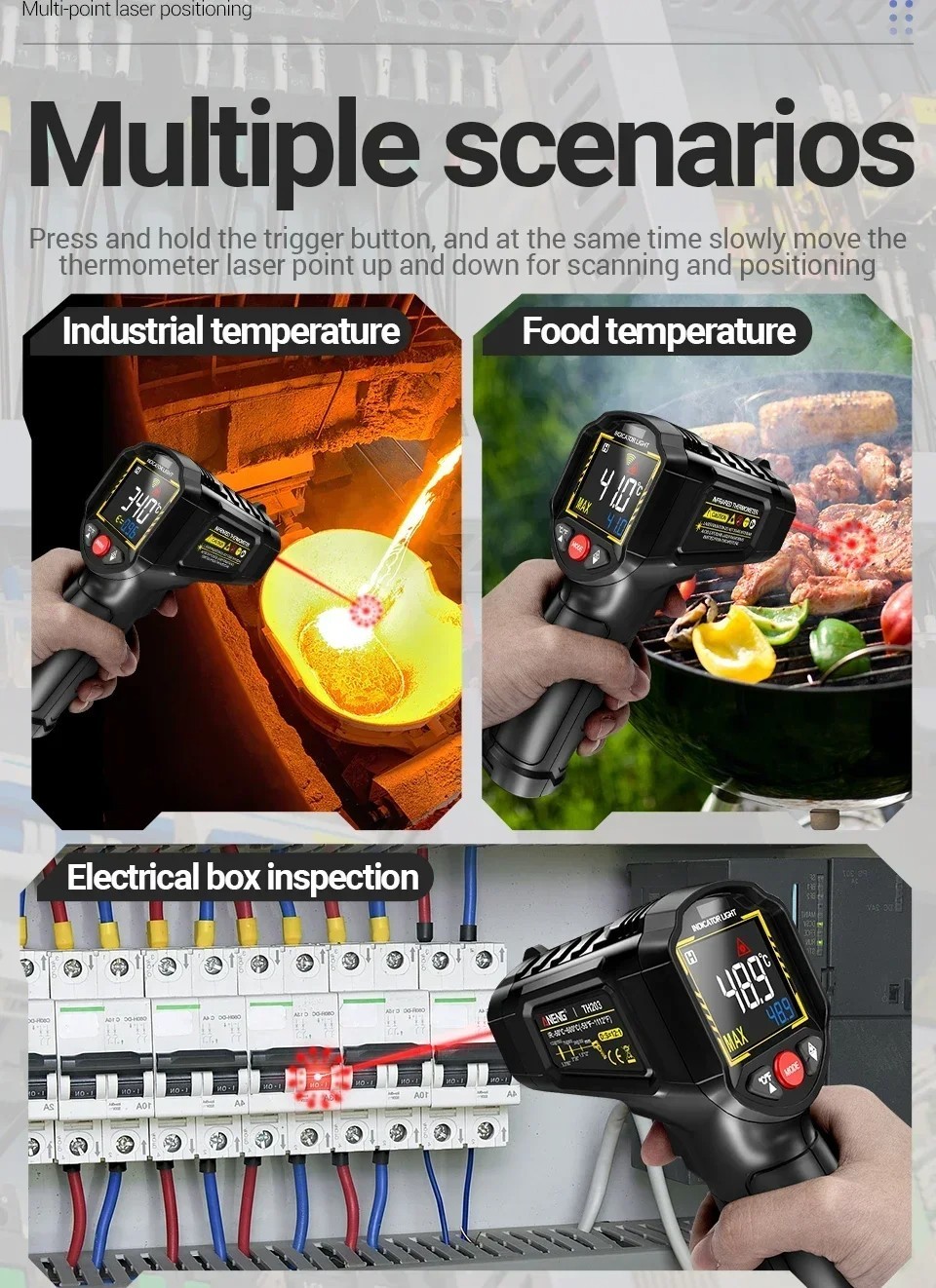 Infrared Thermometer LCD Digital Non-contact Laser IR Temperature Gun Temp Meter