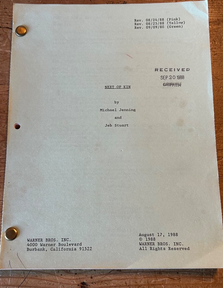 NEXT OF KIN PATRICK SWAYZE  MOVIE ORIGINAL SCREENPLAY SCRIPT