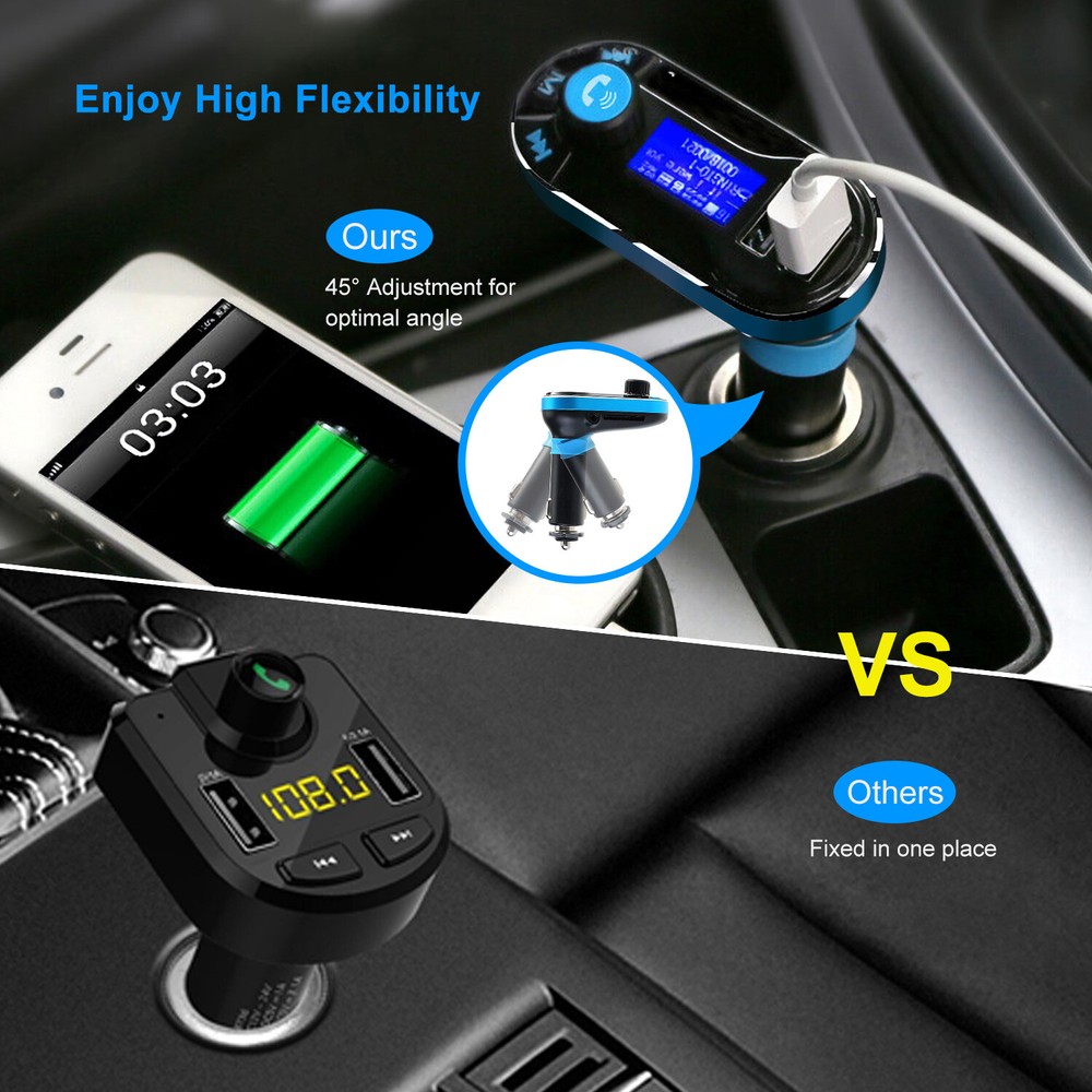 Car Kit Wireless Car FM Transmitter MP3 Audio USB Charger Adapter Hands-free