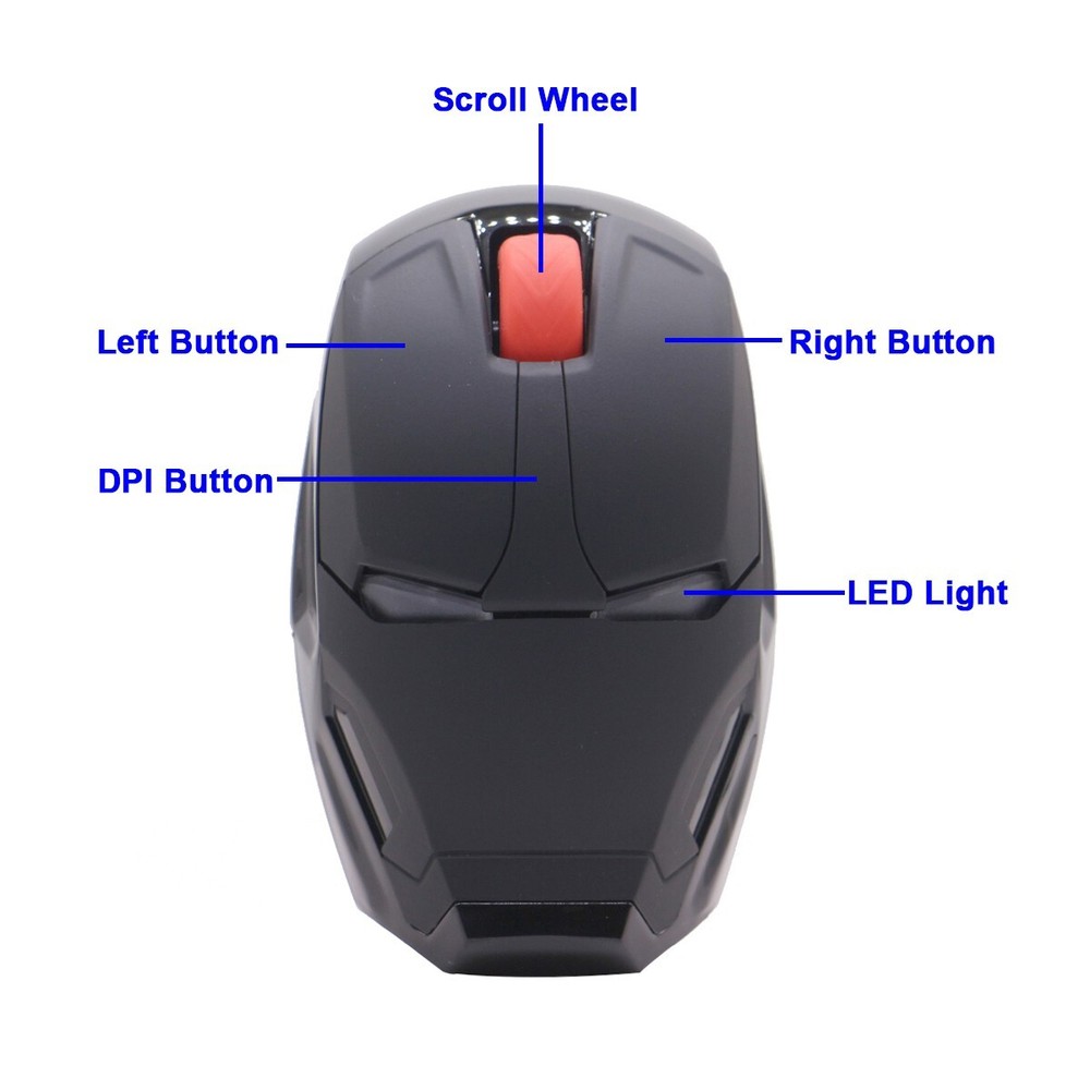 ECOiNVA Iron Man Mouse Noiseless Silent Wireless Computer Mouse Laptop Mice