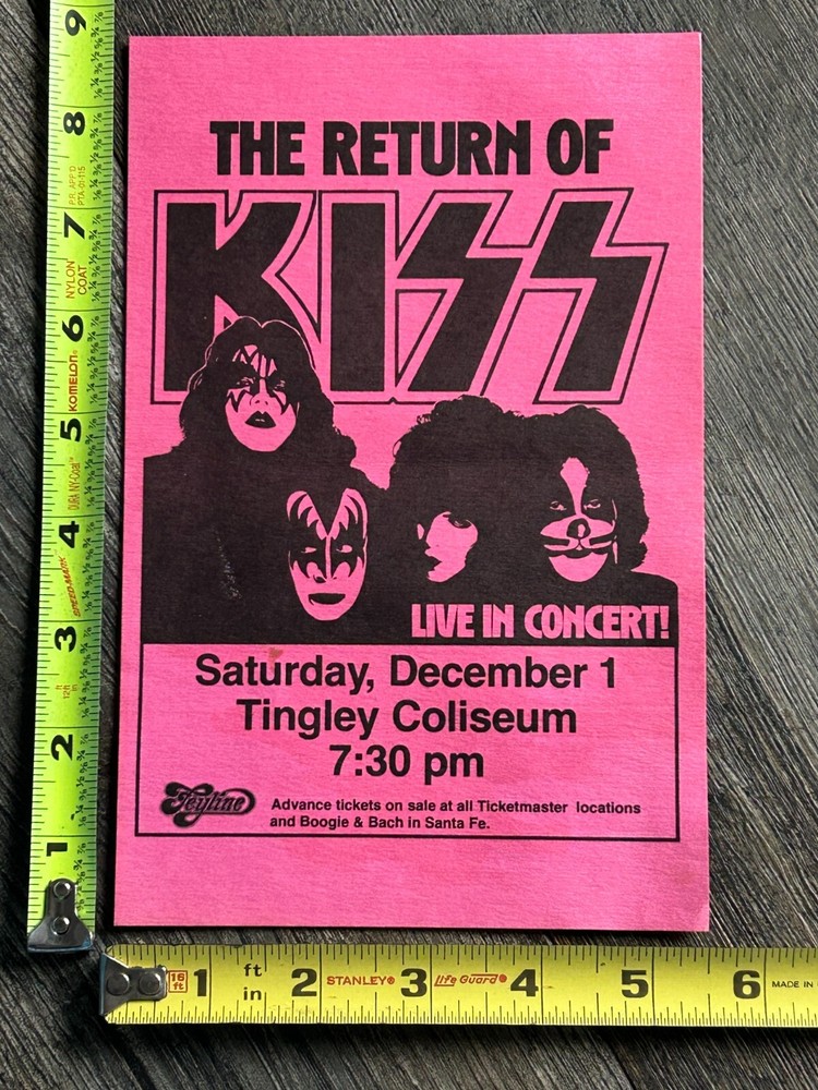 KISS Handbill Concert Ad Flyer Dynasty Tour Albuquerque 1979 Vintage Kiss Aucoin