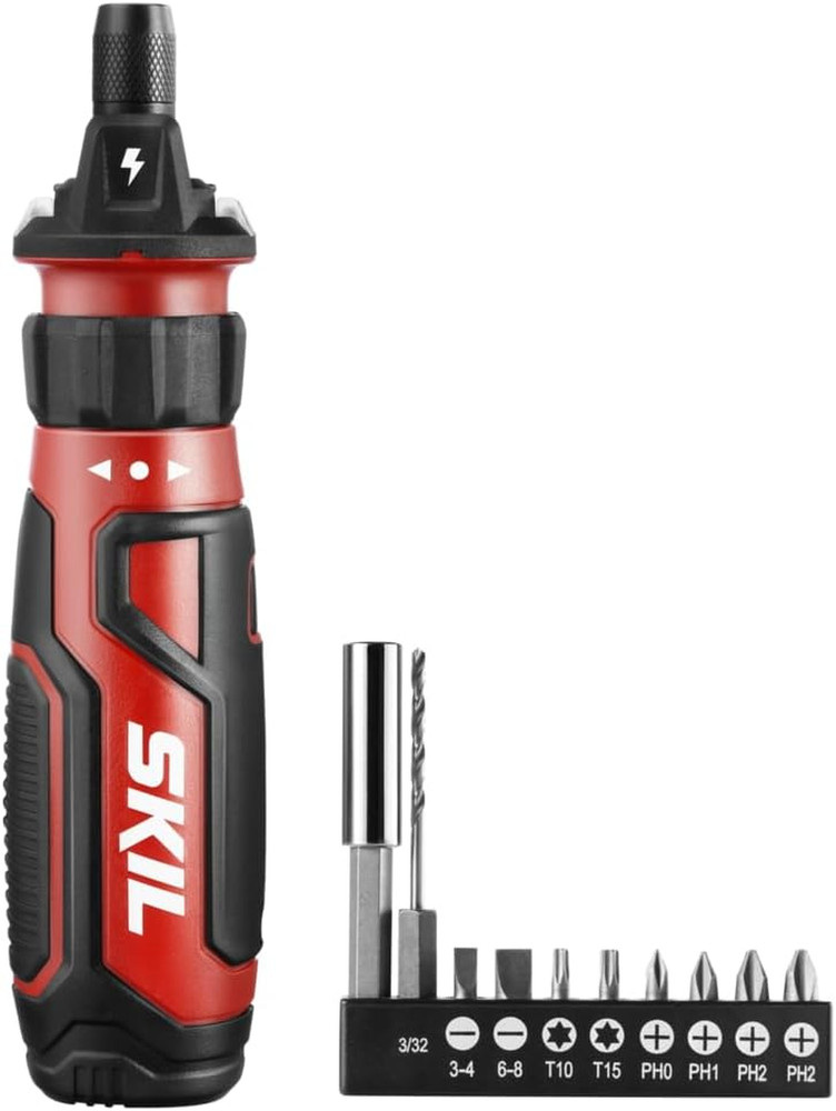 Rechargeable 4V Cordless Screwdriver with Circuit Sensor Technology, Includes...
