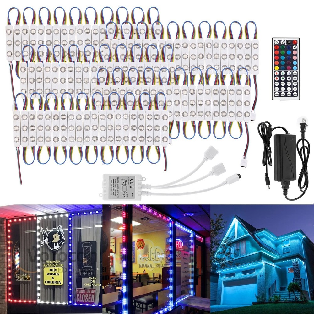 Store Front Display LED Strip Lights - 50ft 100pcs RGB Waterproof Module