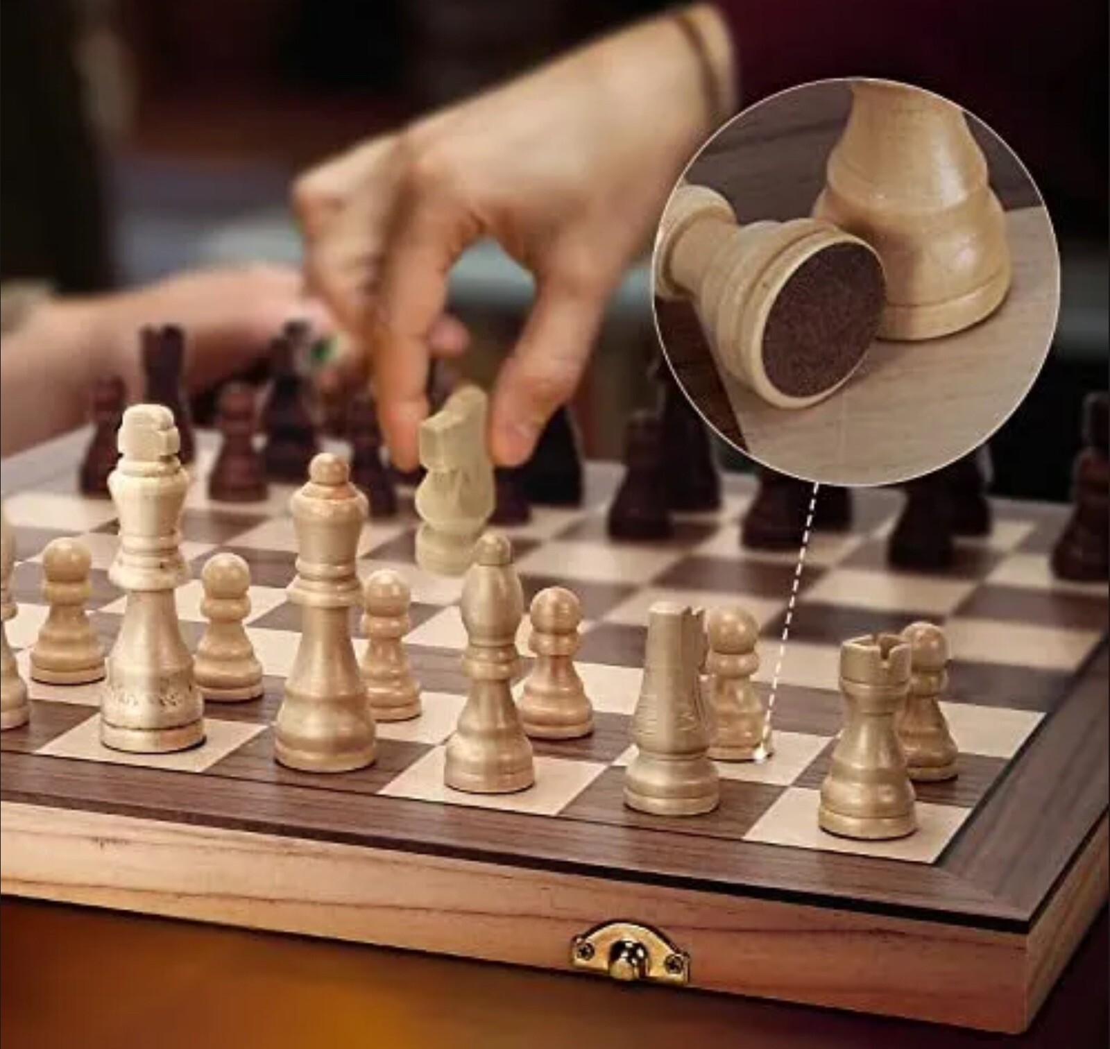 Magnetic Wooden Chess Pieces Only, 3" Large King Chess Pieces Weighted