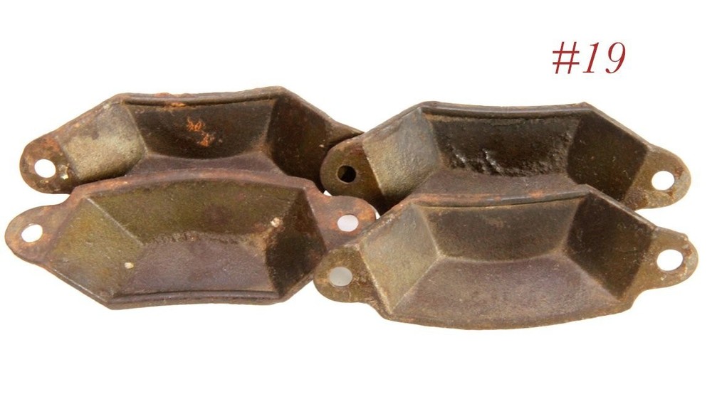 4 matching OLD DRAWER BIN PULLS Eastlake Hardware cast iron