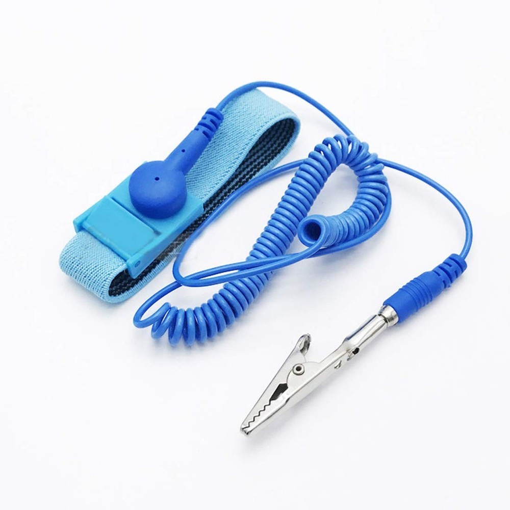 Blue Adjustable Antistatic Wrist Strap - Essential for Electronics Professionals