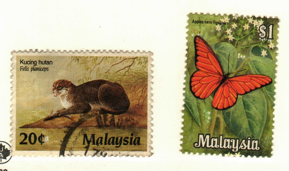 Malaysia #70 MH, 369 used butterfly Felis planiceps
