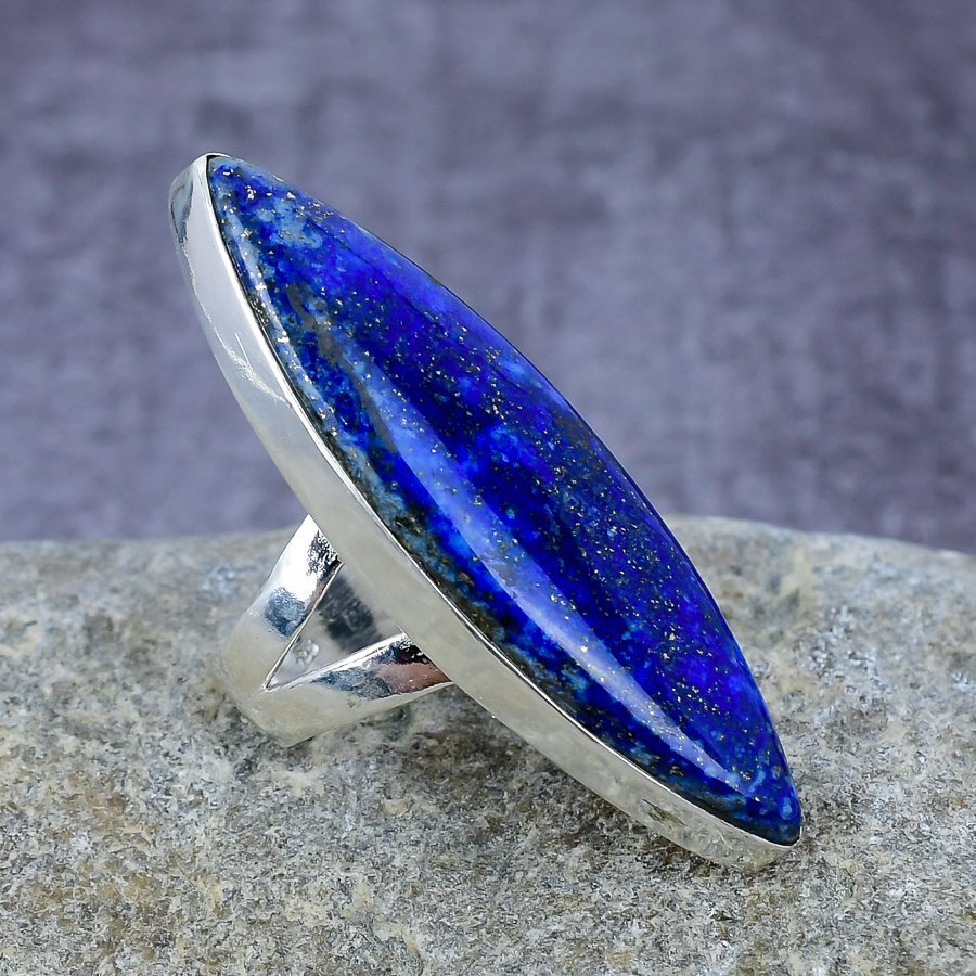 Beautiful Lapis Lazuli Gemstone Handmade 925 Solid Silver Jewelry Ring All Size
