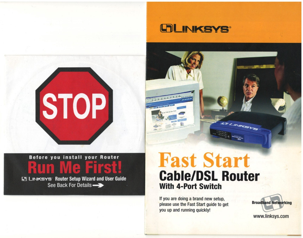 Vintage Linksys BEFSR41 User Guide & Setup Disc Only -For Fast Start Router 2002