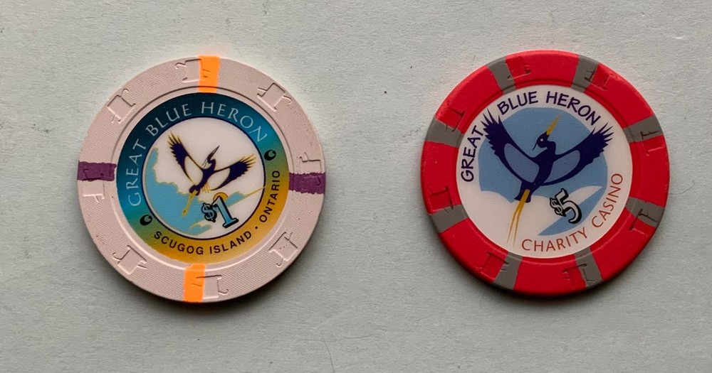 GREAT BLUE HERON CANADIAN CHIPS   $1 and $5