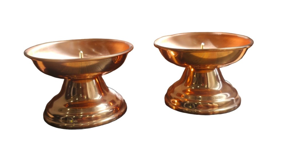 pair of copper candle holders vintage